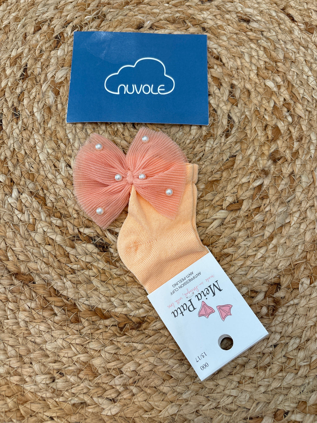 Calzino corto con tulle e perle