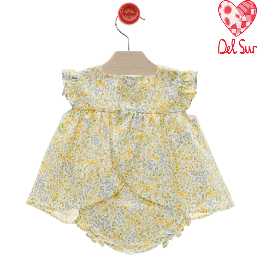 Abito flowers con culotte e cuffietta