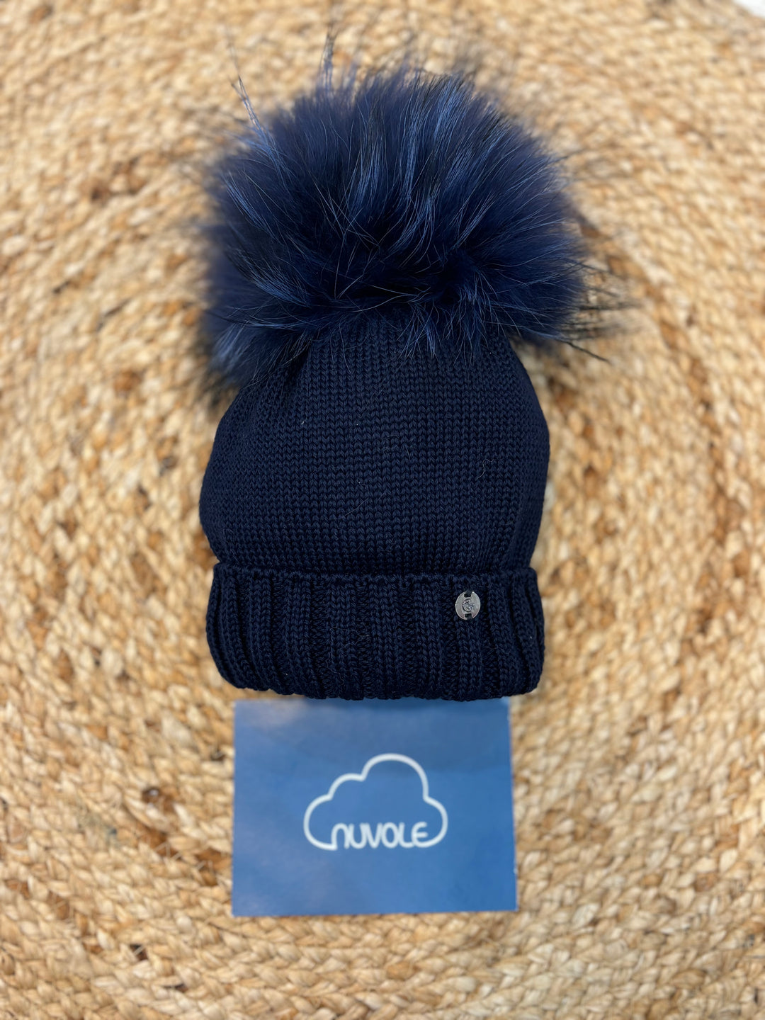Cappello con pompon blu