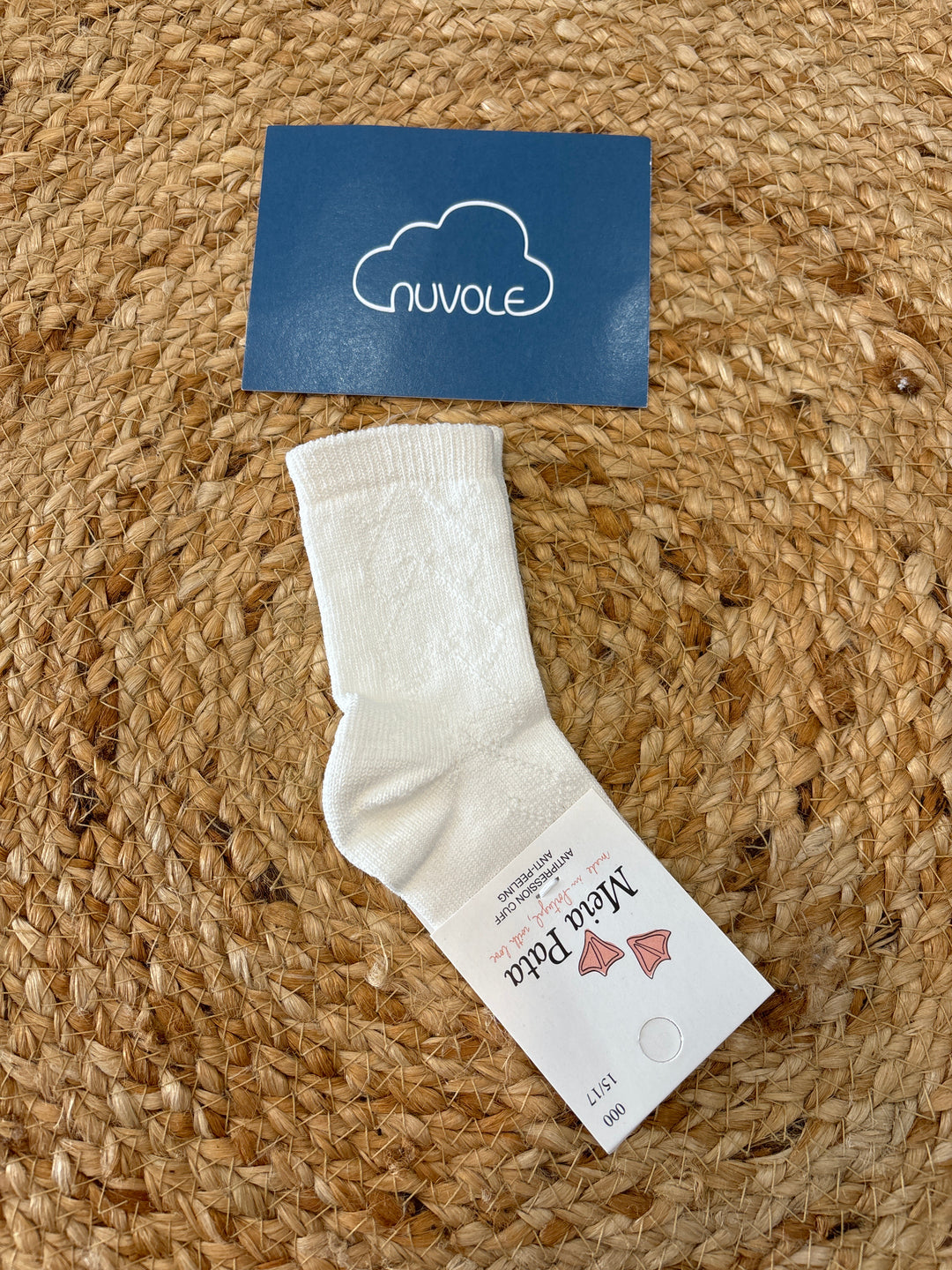 Calzino lungo traforato bianco latte