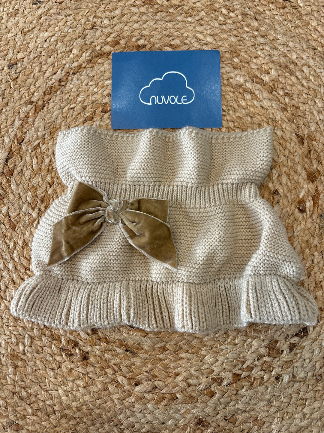 Scadacollo con fiocco in velluto beige