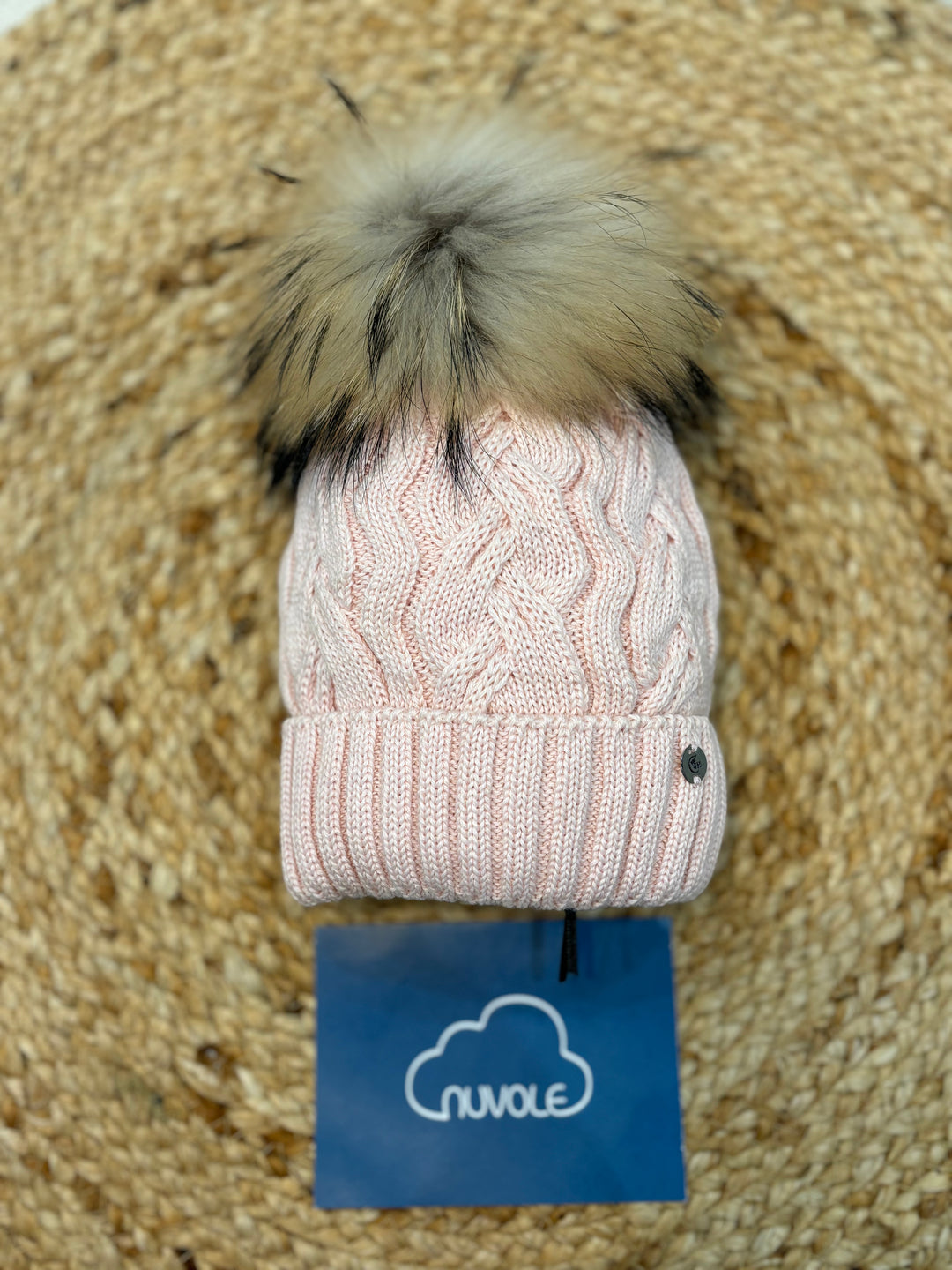 Cappello trecce foderato rosa