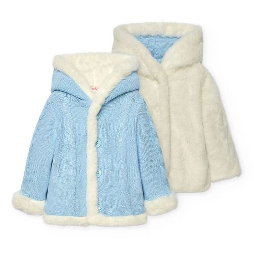 Giubbino in lana reversibile celeste