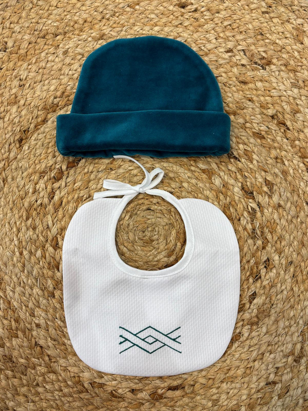 Set cappello e bavetta ottanio