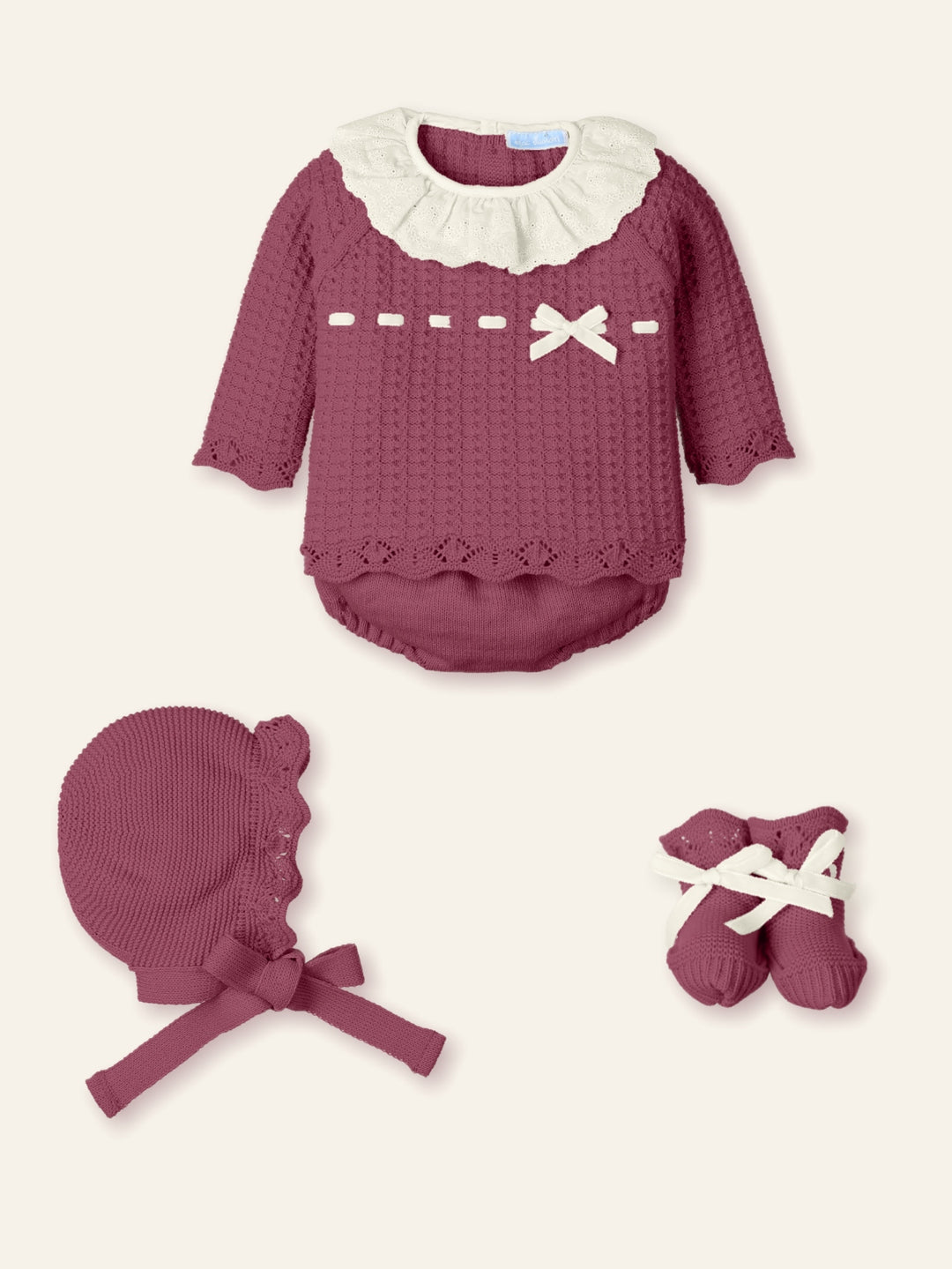 Set nascita in lana con scarpina