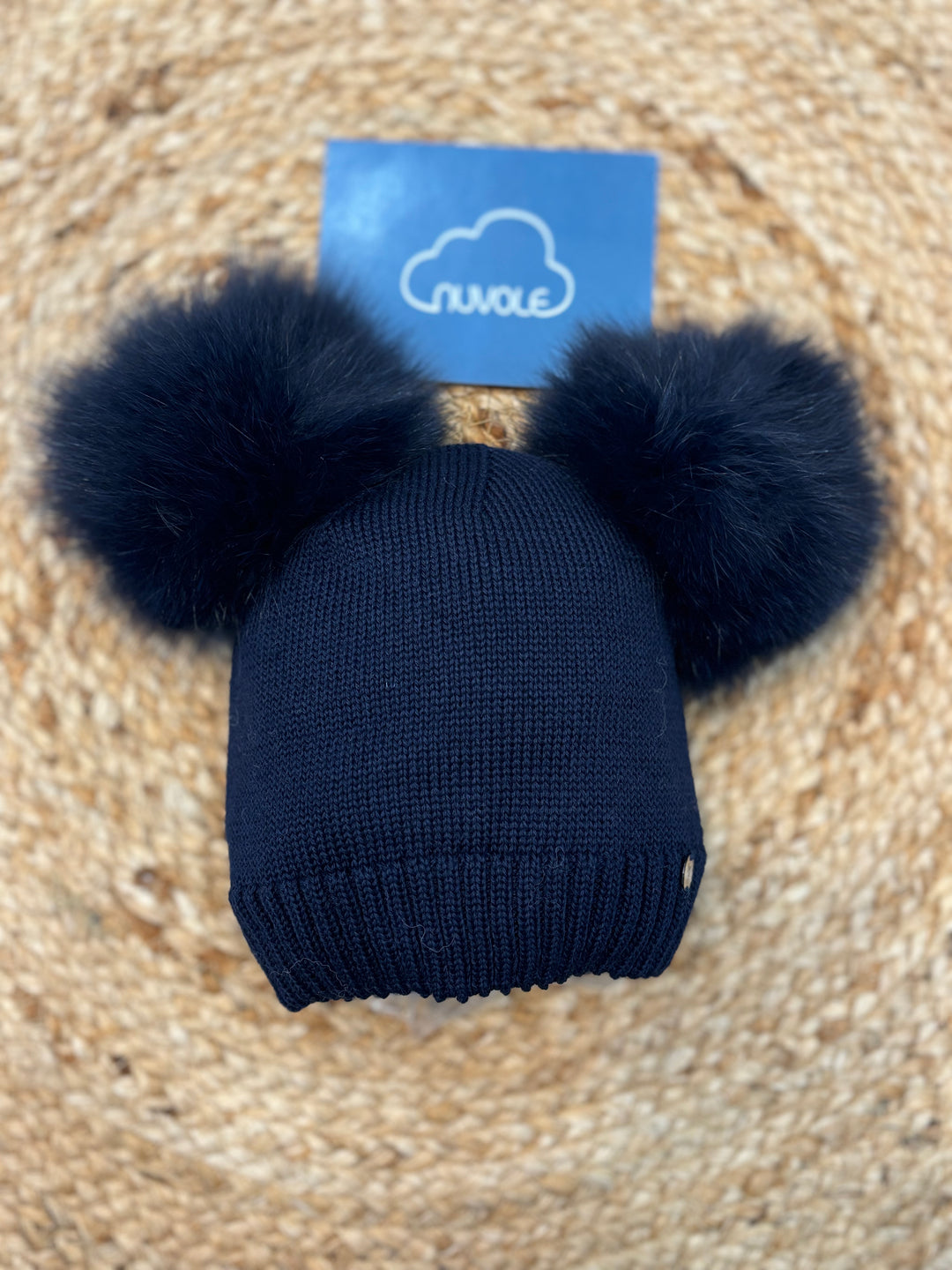 Cappello doppio pompon blu