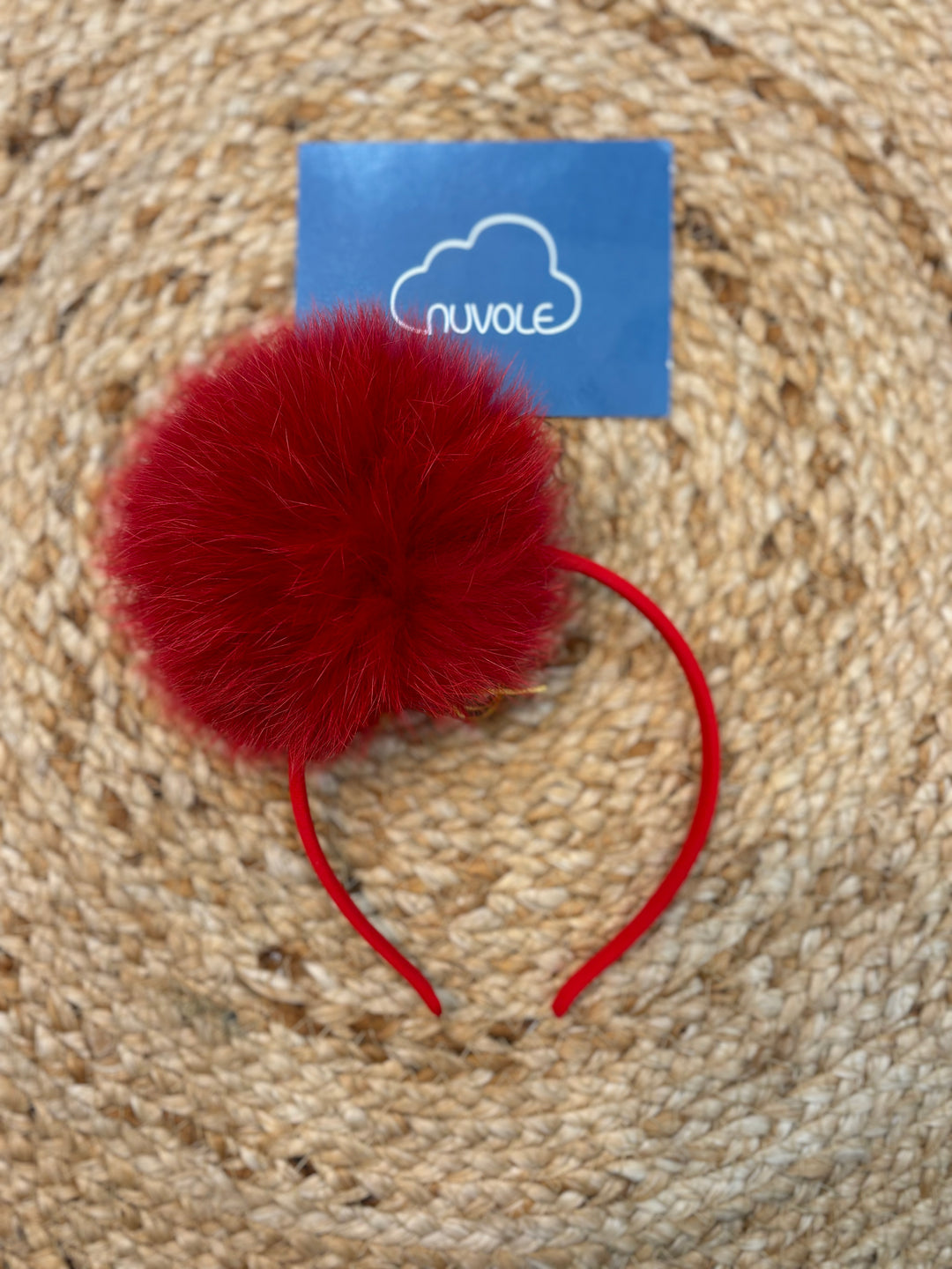 Cerchietto con pompon rosso