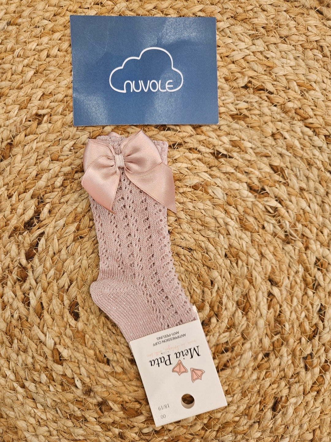 Calzino lurex lungo traforato con fiocco