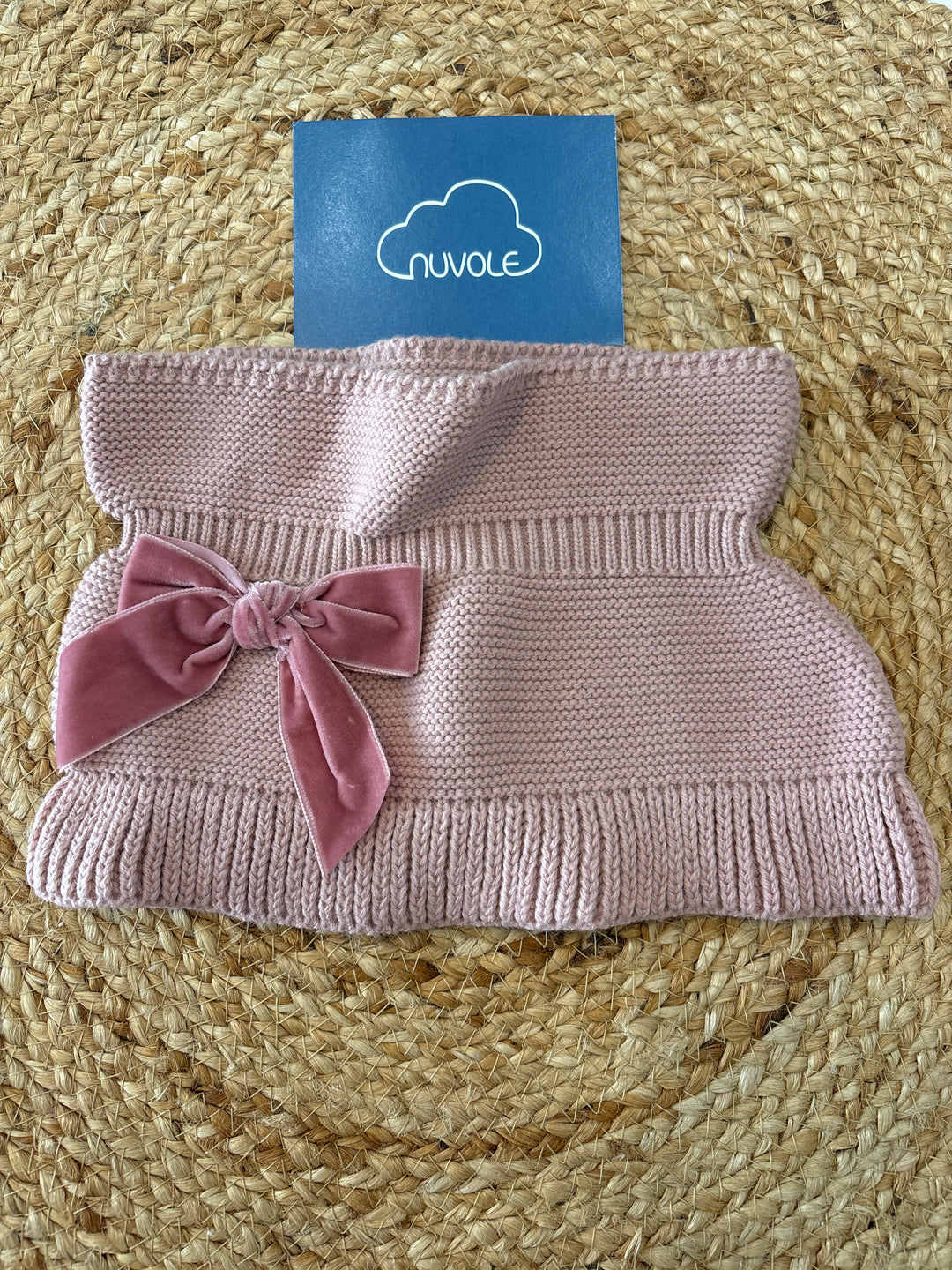 Scadacollo con fiocco in velluto rosa antico