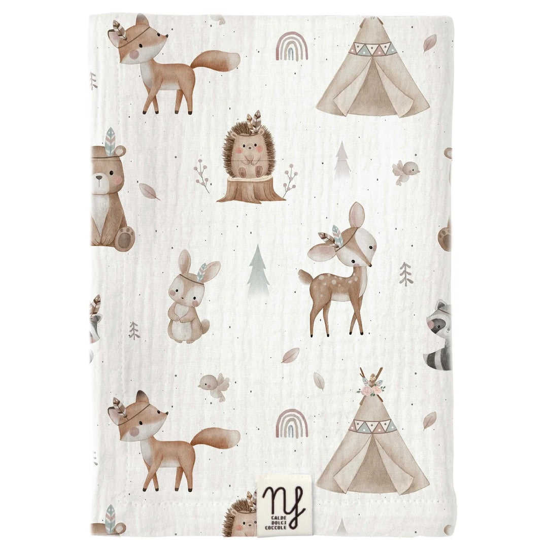 Mussola in cotone Animaletti Augh