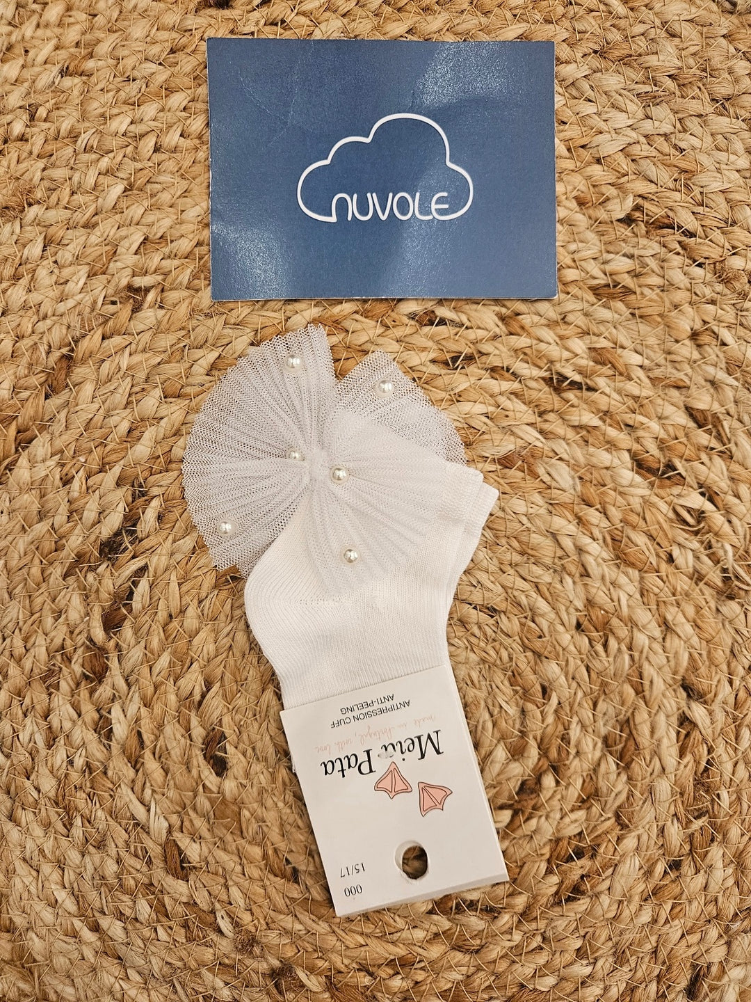 Calzino corto con tulle e perle
