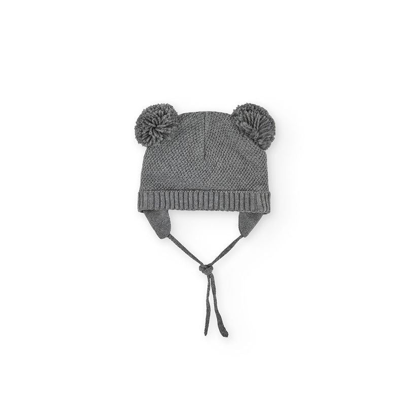 Cappello grigio con doppio pompon