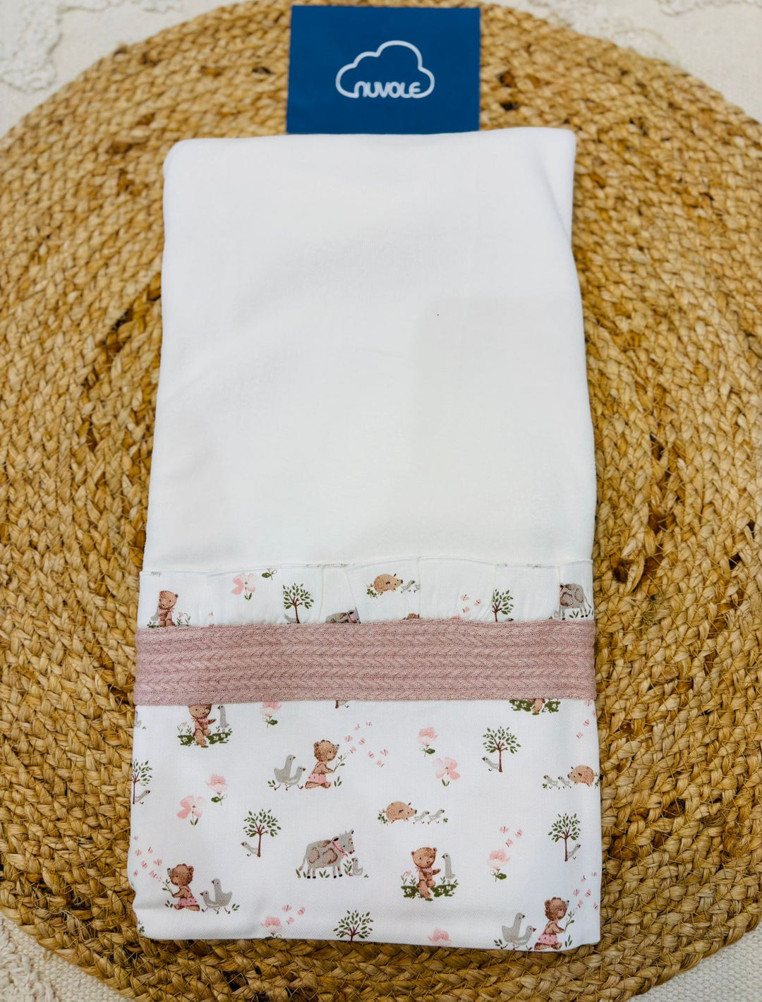 Coperta in ciniglia rosa antico e fantasia