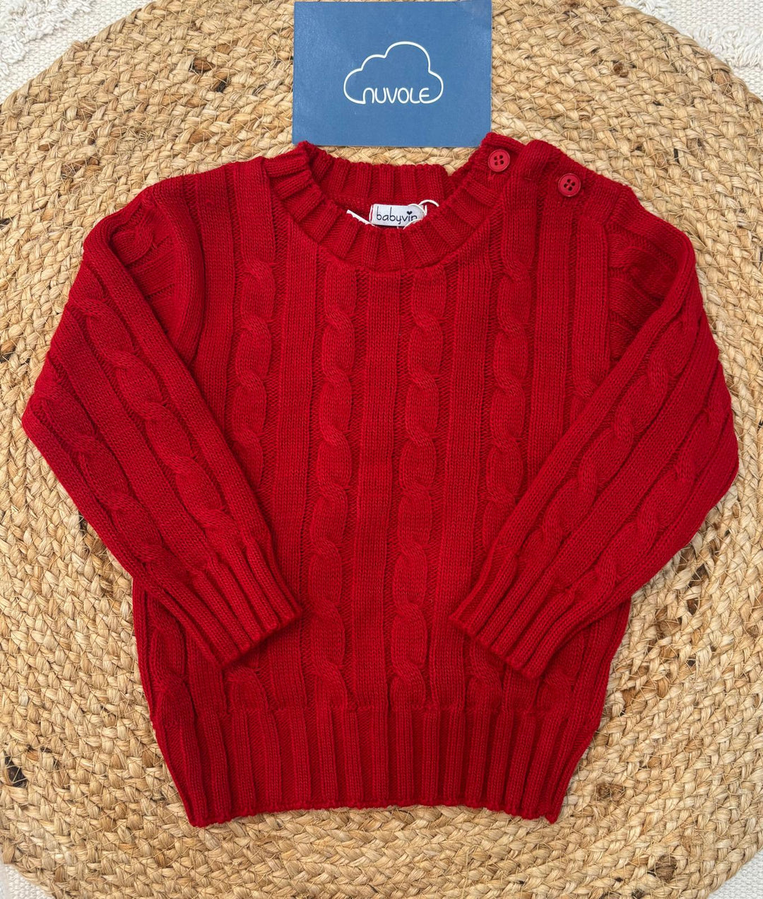 Maglione trecce rosso