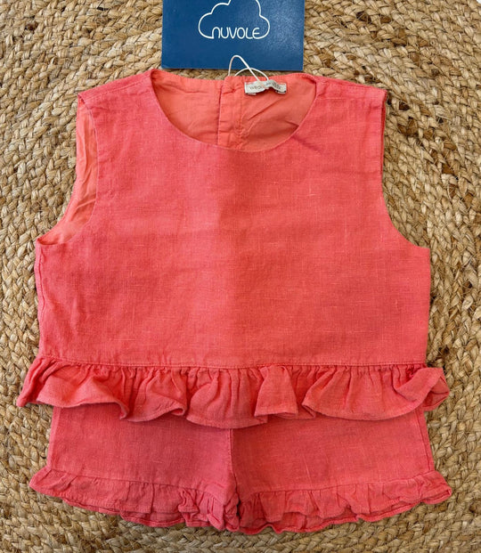 Completo in lino coral