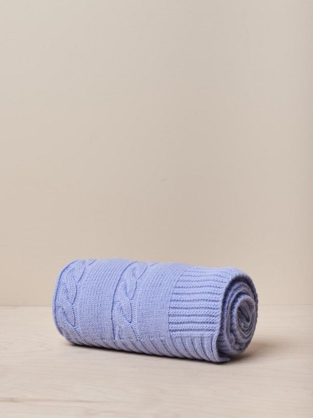Coperta lana merino azzurra