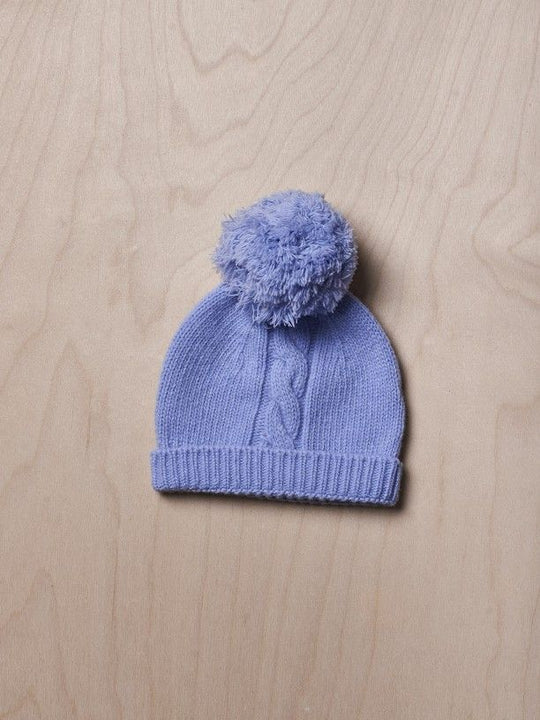 Cappello con pompon azzurro