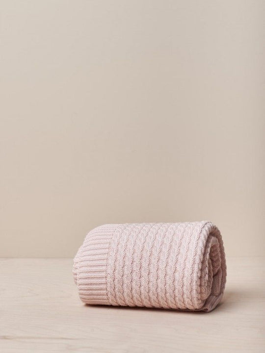 Coperta in lana merino trecce rosa