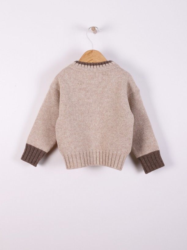 Maglione bi-color in lana merino