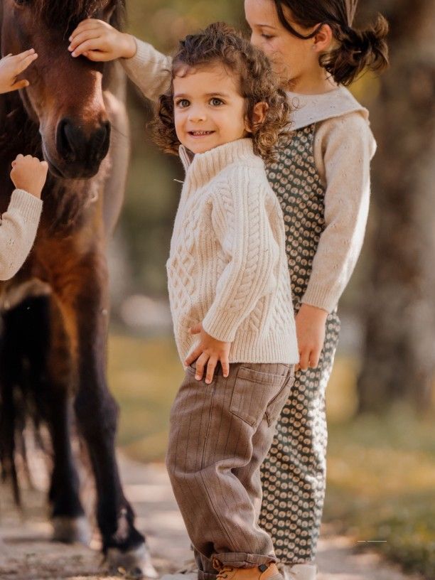 Pantalone in twill rigato