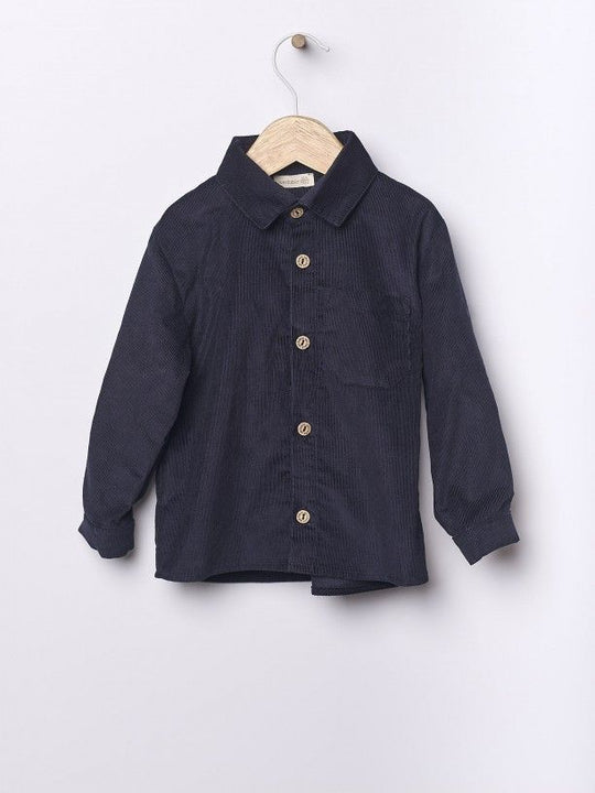 Camicia in morbido velluto 1000 righe blu