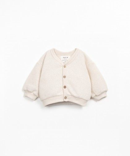 Cardigan panna con chiusura a bottoni in cocco
