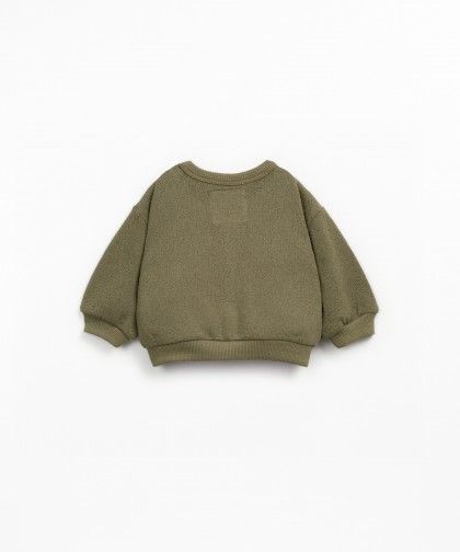 Cardigan verde militare con chiusura a bottoni in cocco