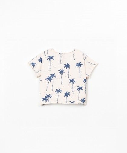 T-shirt mezza manica fantasia Palme blu