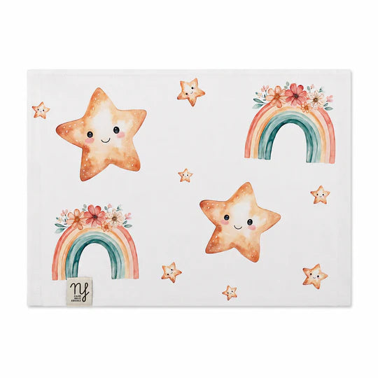 Mussola bamboo Stelle e arcobaleno