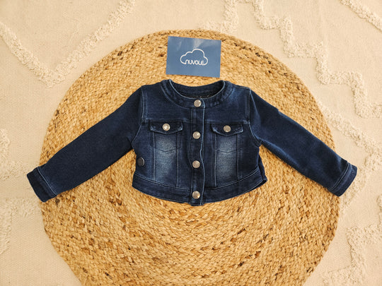 Giubbotto denim scuro con pizzo