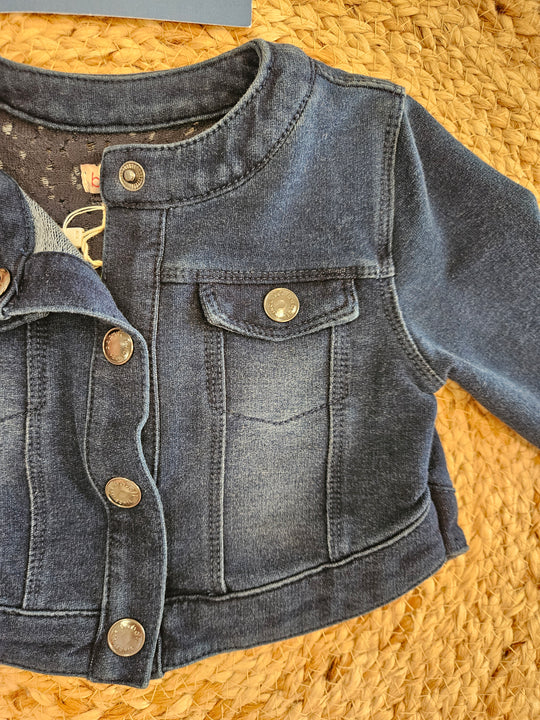 Giubbotto denim scuro con pizzo