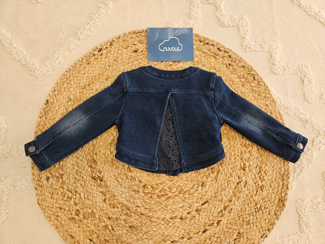 Giubbotto denim scuro con pizzo
