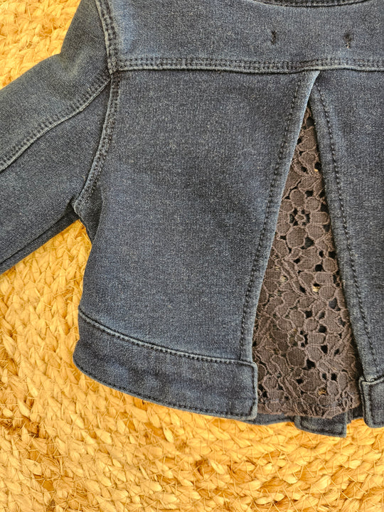 Giubbotto denim scuro con pizzo