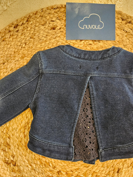 Giubbotto denim scuro con pizzo