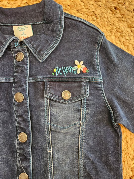 Giubbotto in denim scuro con decori