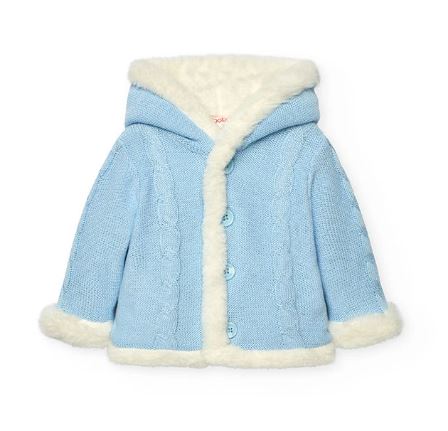 Giubbino in lana reversibile celeste