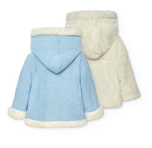 Giubbino in lana reversibile celeste