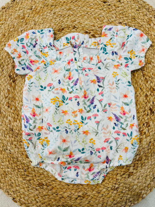 Pagliaccetto fiori in cotone organico