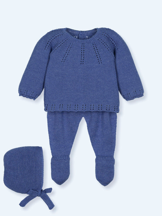 Set nascita in filo blu polo