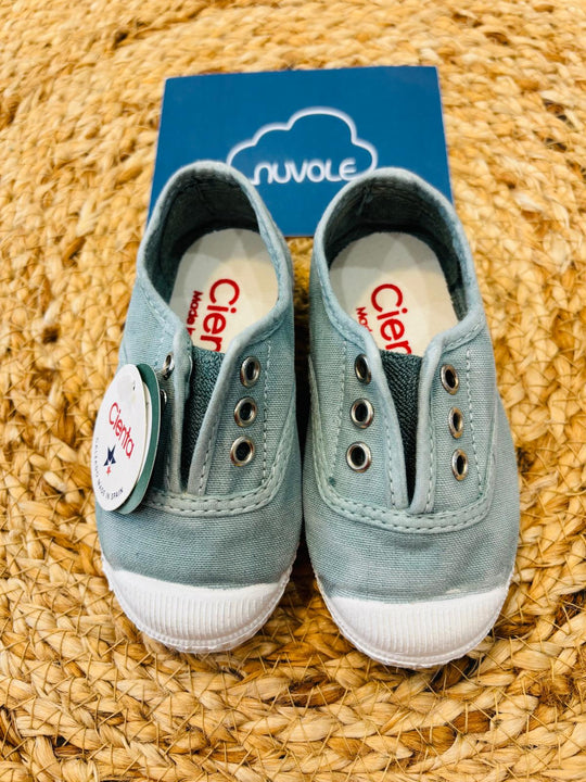 Sneakers in tela verde acqua