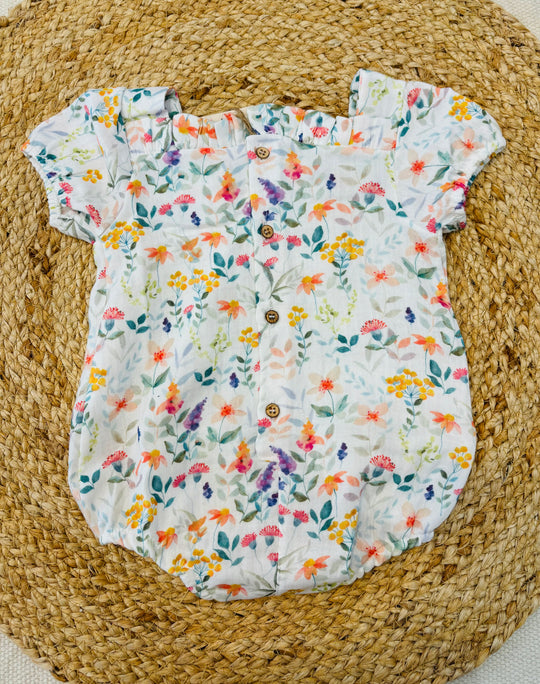 Pagliaccetto fiori in cotone organico