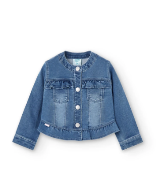 Giubbotto denim in jersey Bleach blu