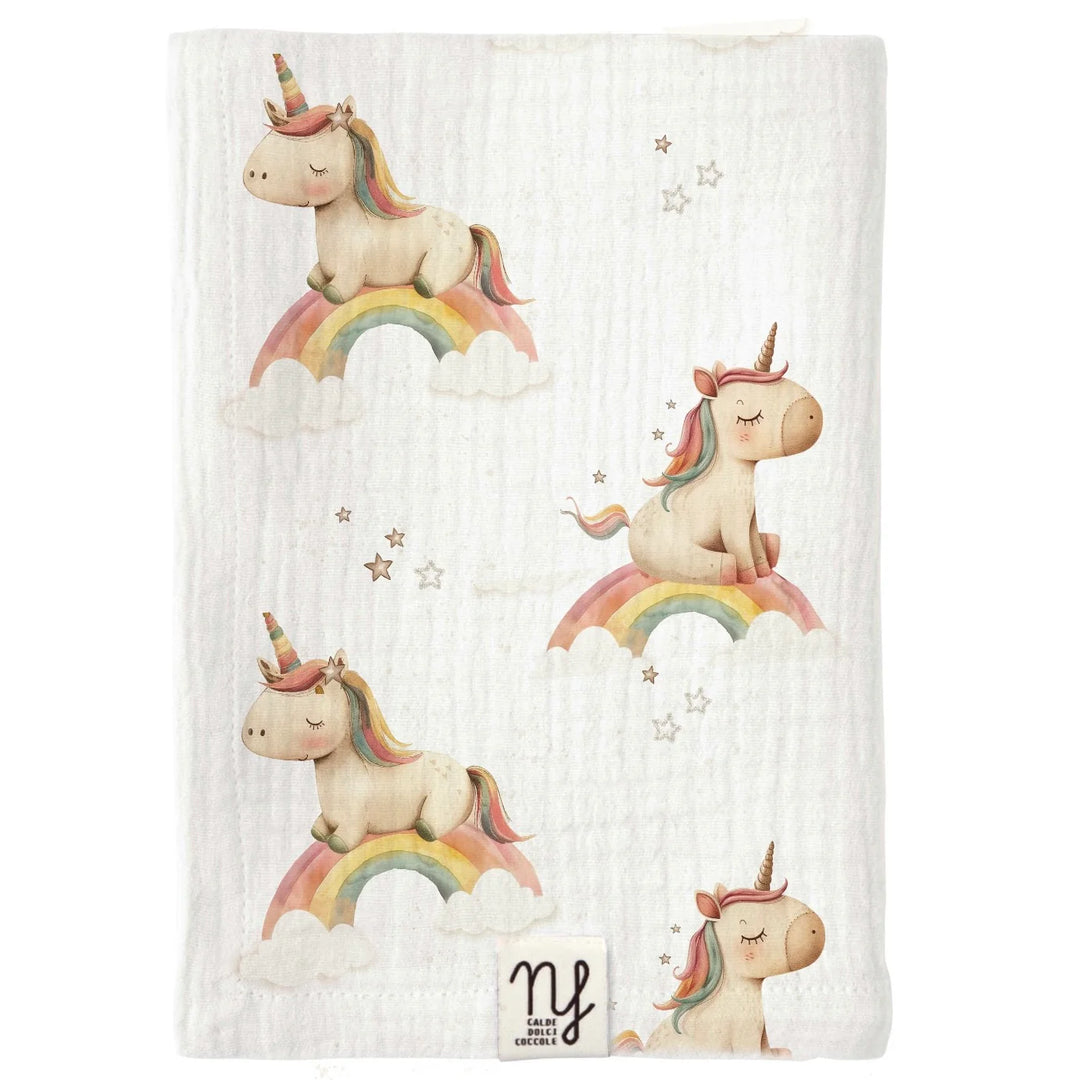 Mussola in cotone Unicorni