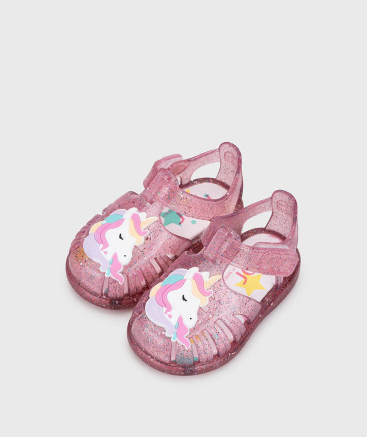 Sandalo in gomma glitter unicorno