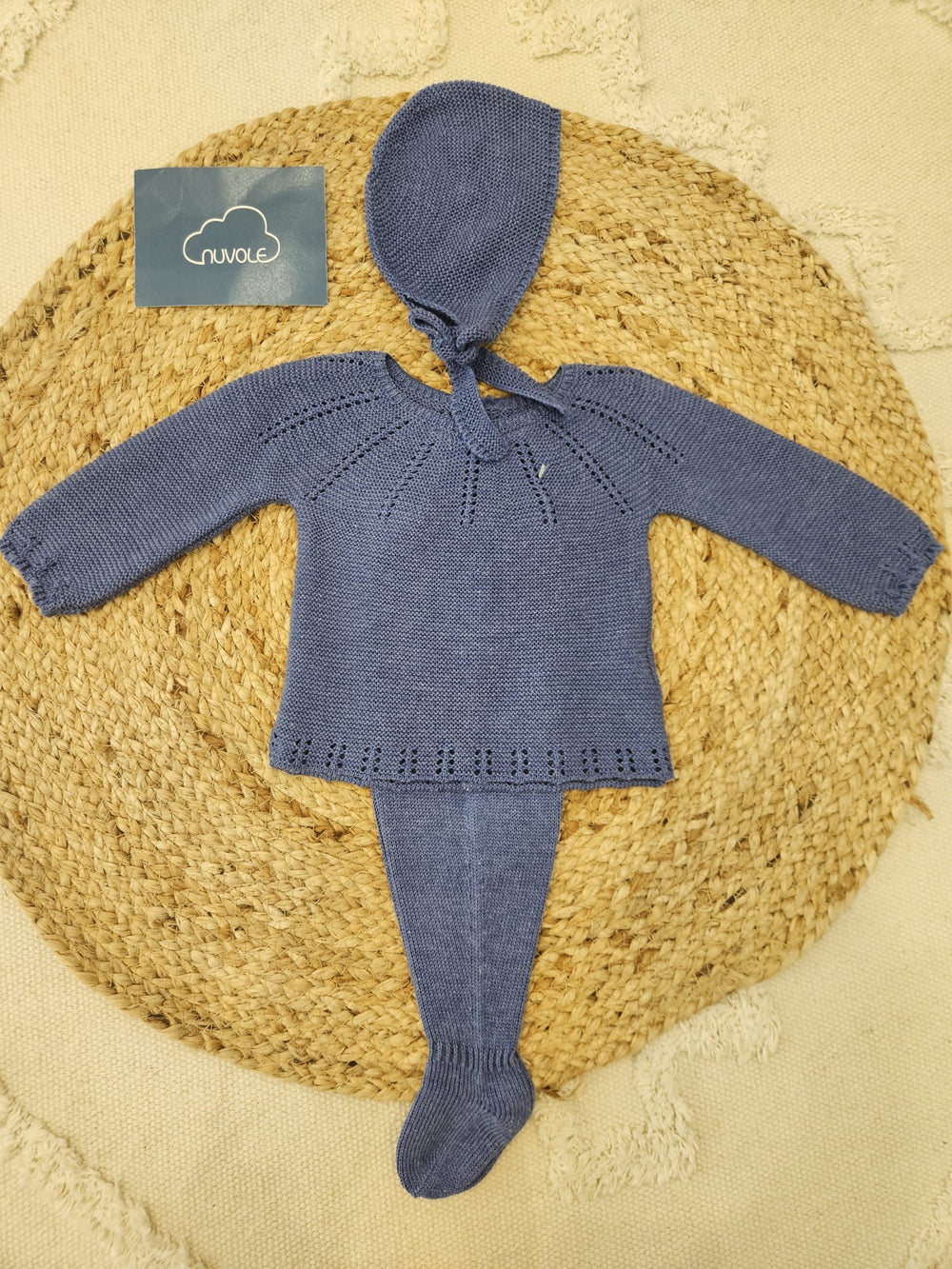 Set nascita in filo blu polo