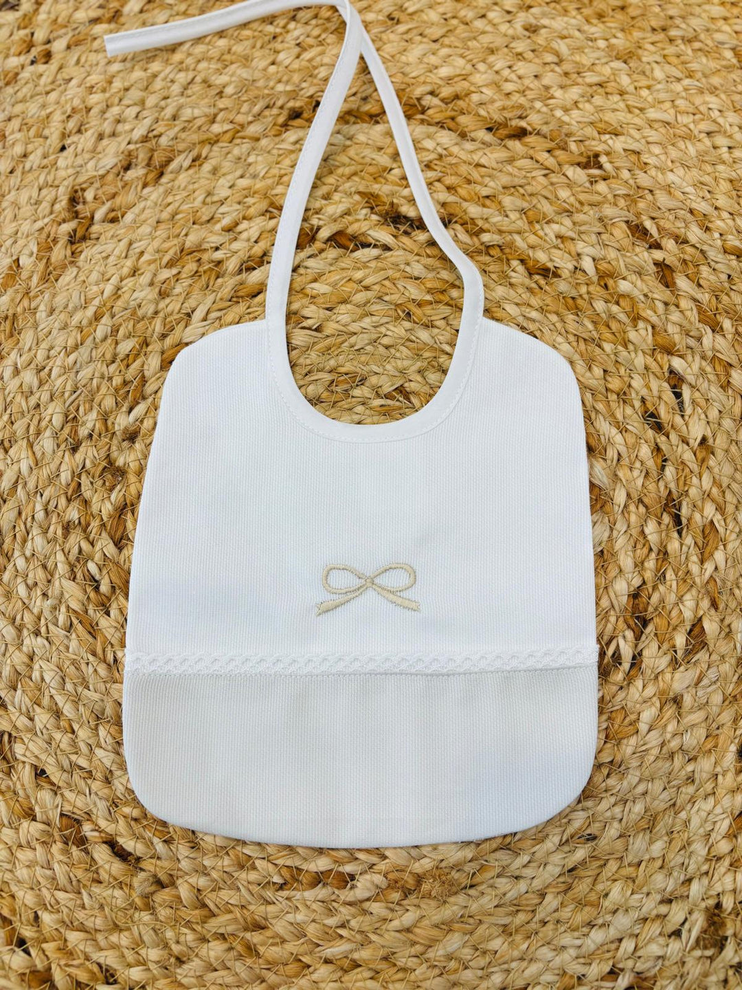 bavetta ricamata fiocco beige