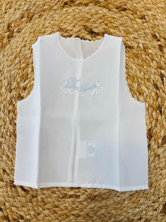 Camicia della Fortuna in Pura Seta ricamo celeste