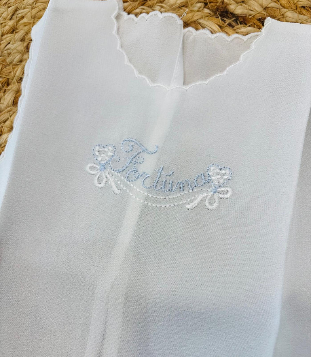 Camicia della Fortuna in Pura Seta ricamo celeste