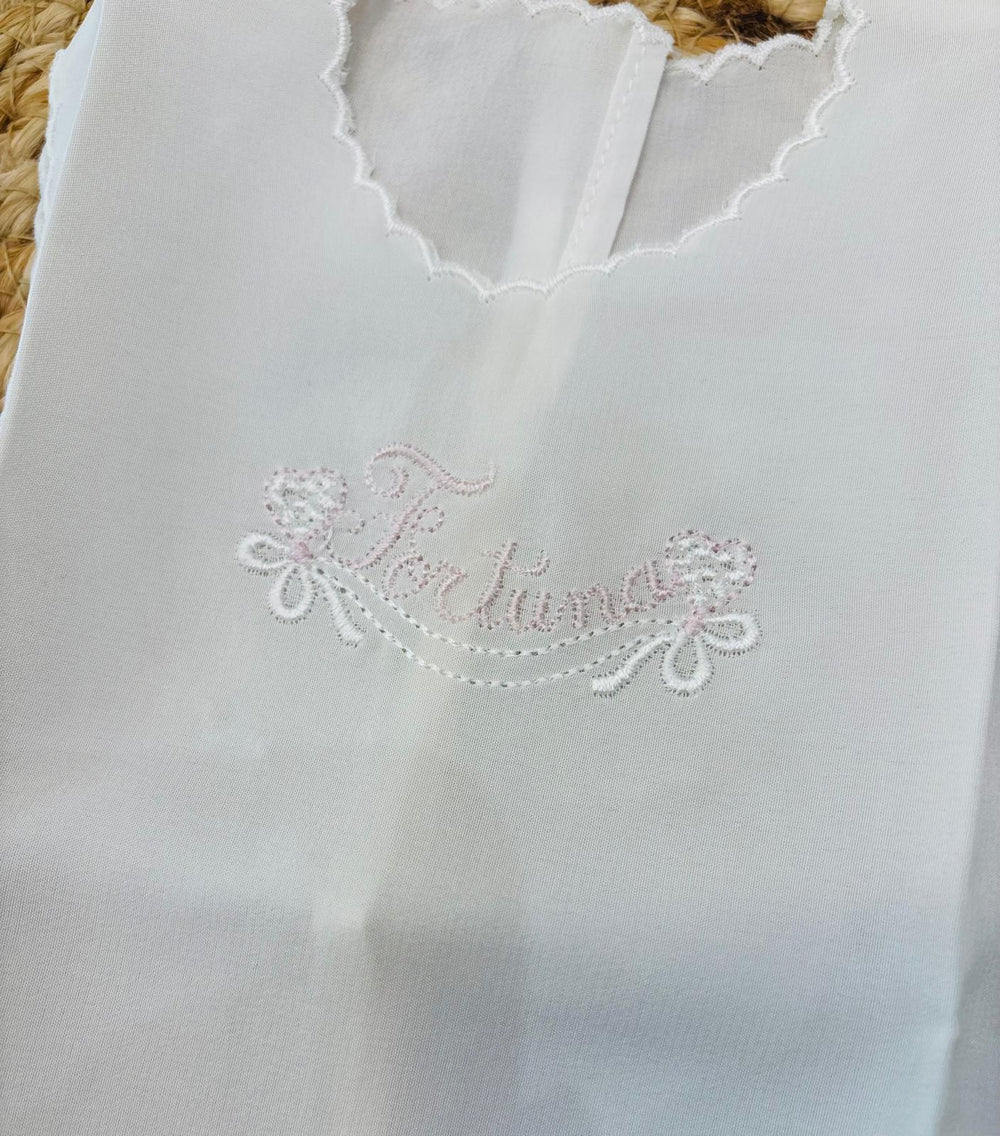Camicia della Fortuna in Pura Seta ricamo rosa