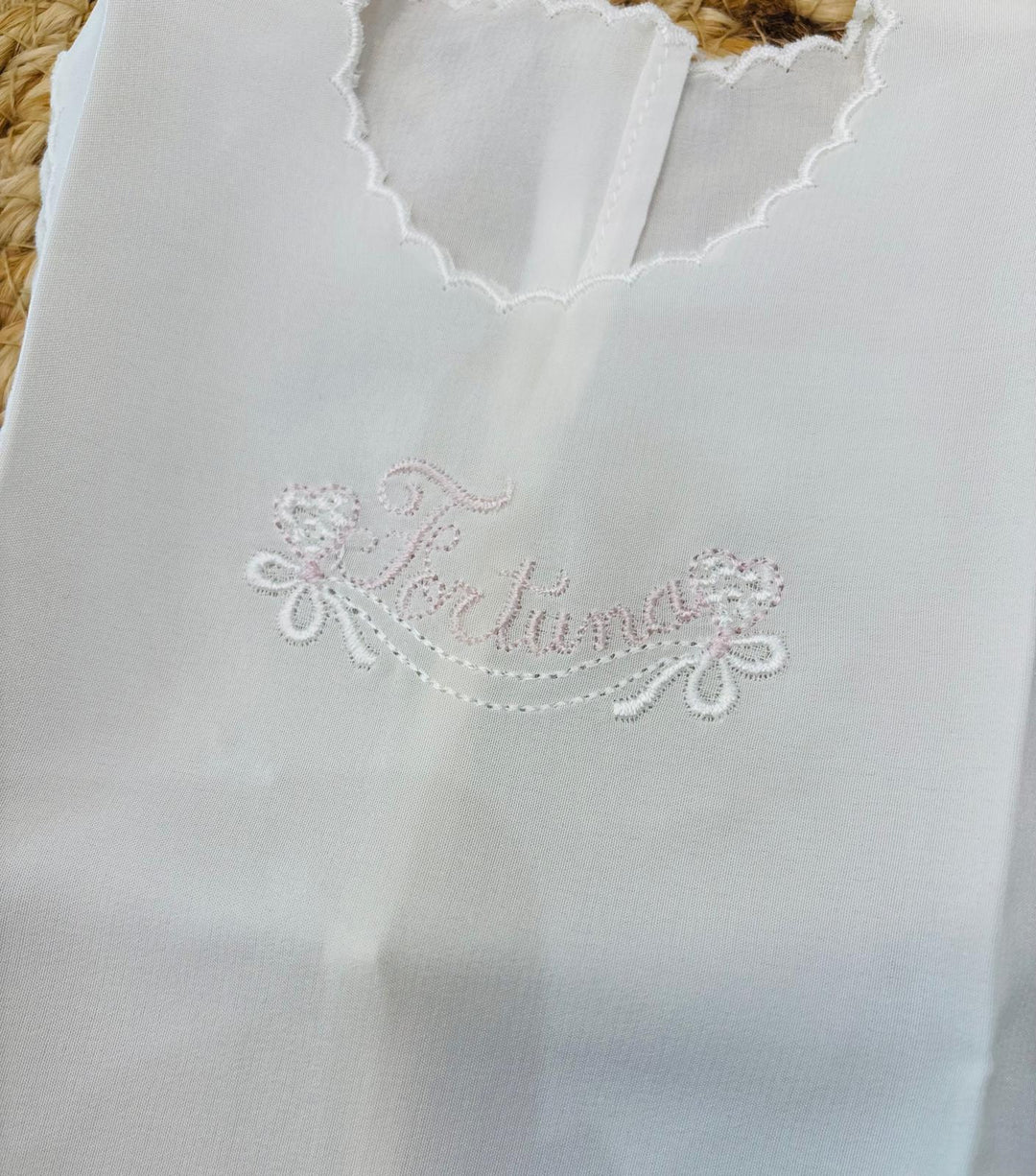 Camicia della Fortuna in Pura Seta ricamo rosa